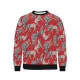 Zebra abstract red background Men's Crew Neck Sweatshirt