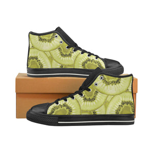 Sliced kiwi pattern Women's High Top Canvas Shoes Black