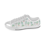 Pastel color cactus pattern Men's Low Top Shoes White