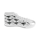 Black whale pattern Women's High Top Canvas Shoes White