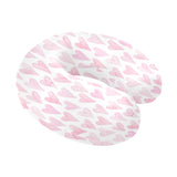 Watercolor pink heart pattern U-Shaped Travel Neck Pillow