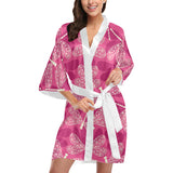 Beautiful dragonfly pink background Women's Short Kimono Robe