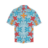 Blue red orange starfish pattern Men's All Over Print Hawaiian Shirt