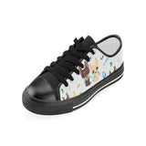 Cute Chihuahua dog pattern Kids' Boys' Girls' Low Top Canvas Shoes Black