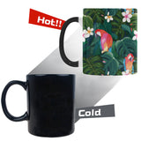 Parrot Palm tree leaves flower hibiscus pattern Morphing Mug Heat Changing Mug