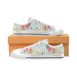 Colorful orchid flower pattern Men's Low Top Canvas Shoes White