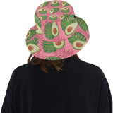 Avocado slices leaves pink back ground Unisex Bucket Hat