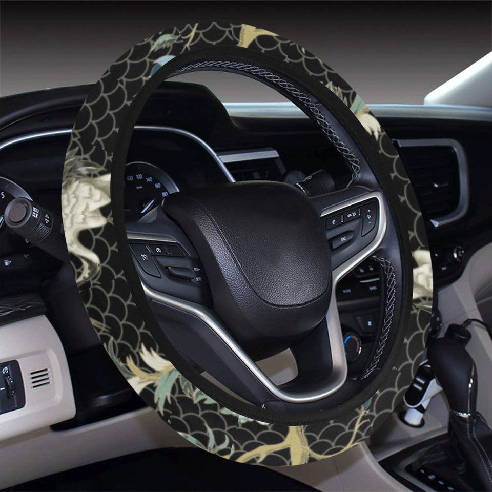 Japanese crane ornament elements Car Steering Wheel Cover