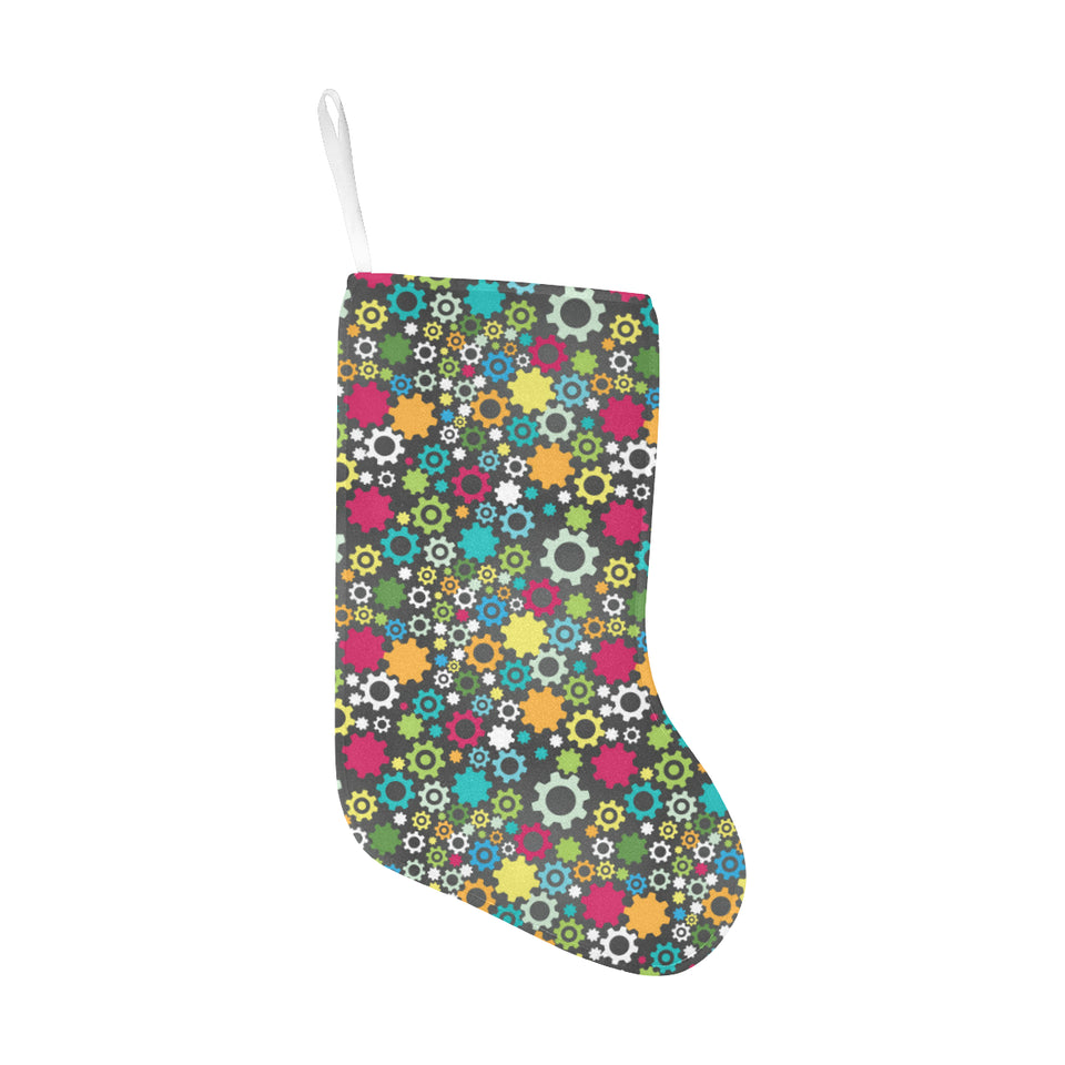 Gear Pattern Print Design 03 Christmas Stocking