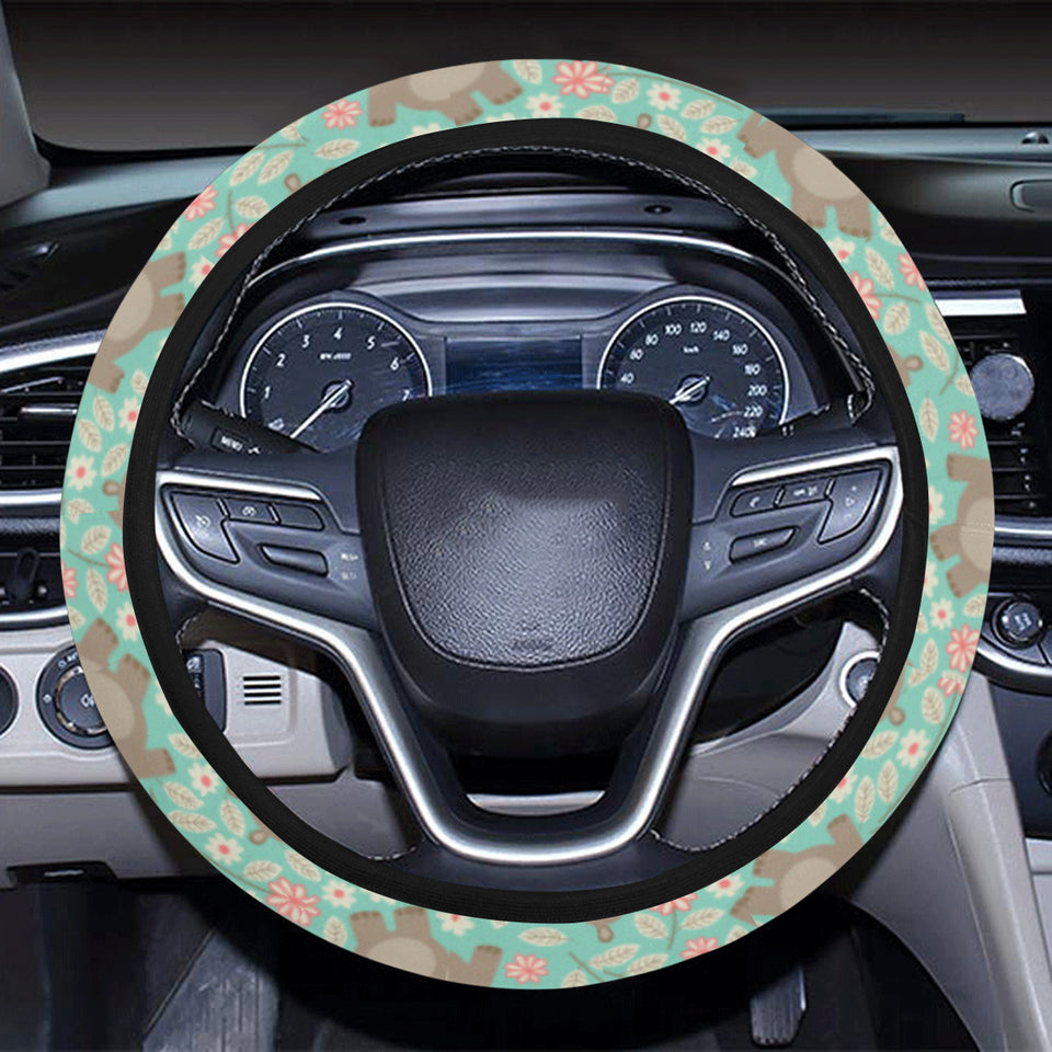 Hippopotamus Pattern Print Design 02 Car Steering Wheel Cover