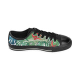 heliconia palm and monstera  leaves pattern Men's Low Top Canvas Shoes Black