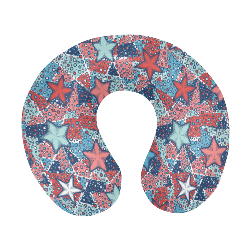 Hand drawn colorful starfish U-Shaped Travel Neck Pillow