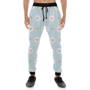 White cute pomeranian pattern Unisex Casual Sweatpants
