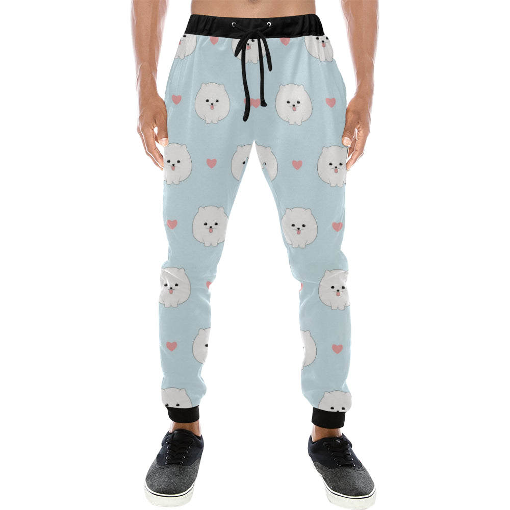 White cute pomeranian pattern Unisex Casual Sweatpants