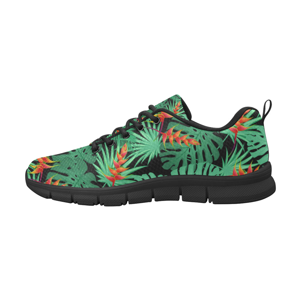 heliconia flower palm monstera leaves black backgr Men's Sneaker Shoes