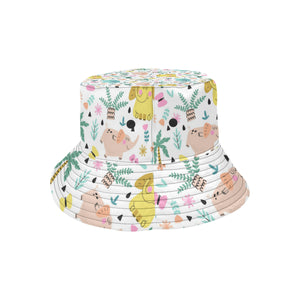 Cute elephants palm tree flower butterfly pattern Unisex Bucket Hat