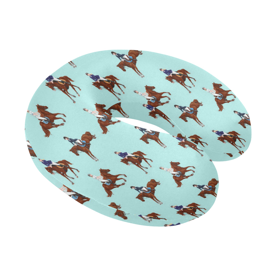 Horses running horses rider pattern U-Shaped Travel Neck Pillow