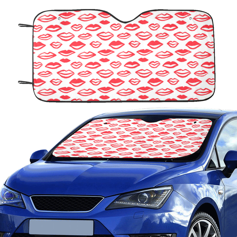 Lips Pattern Print Design 05 Car Sun Shade