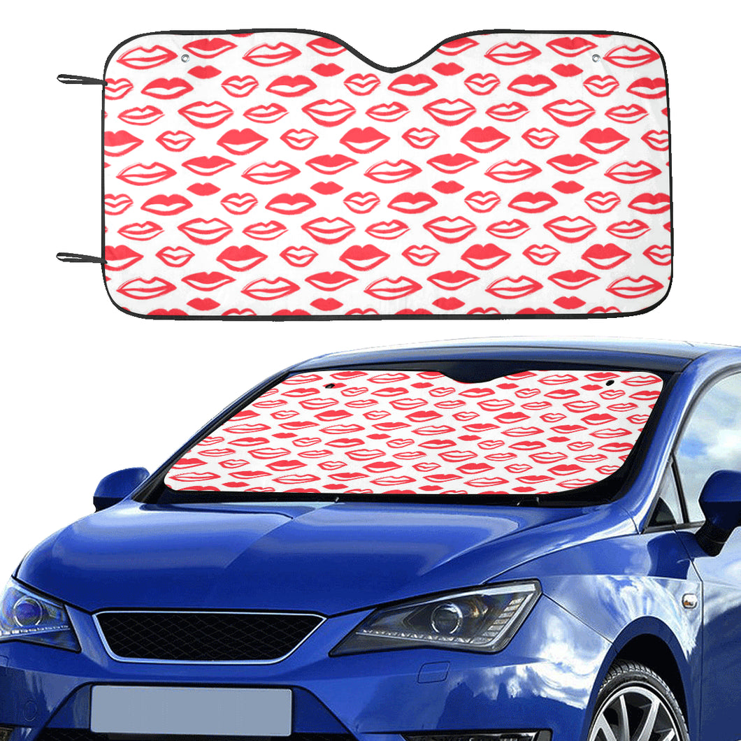 Lips Pattern Print Design 05 Car Sun Shade