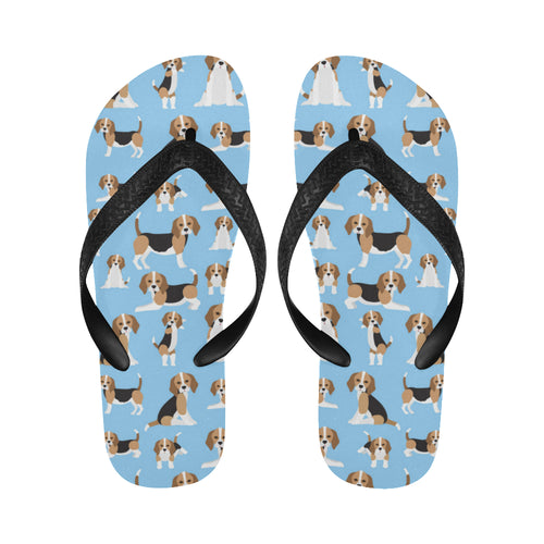 Beagle dog blue background pattern Unisex Flip Flops