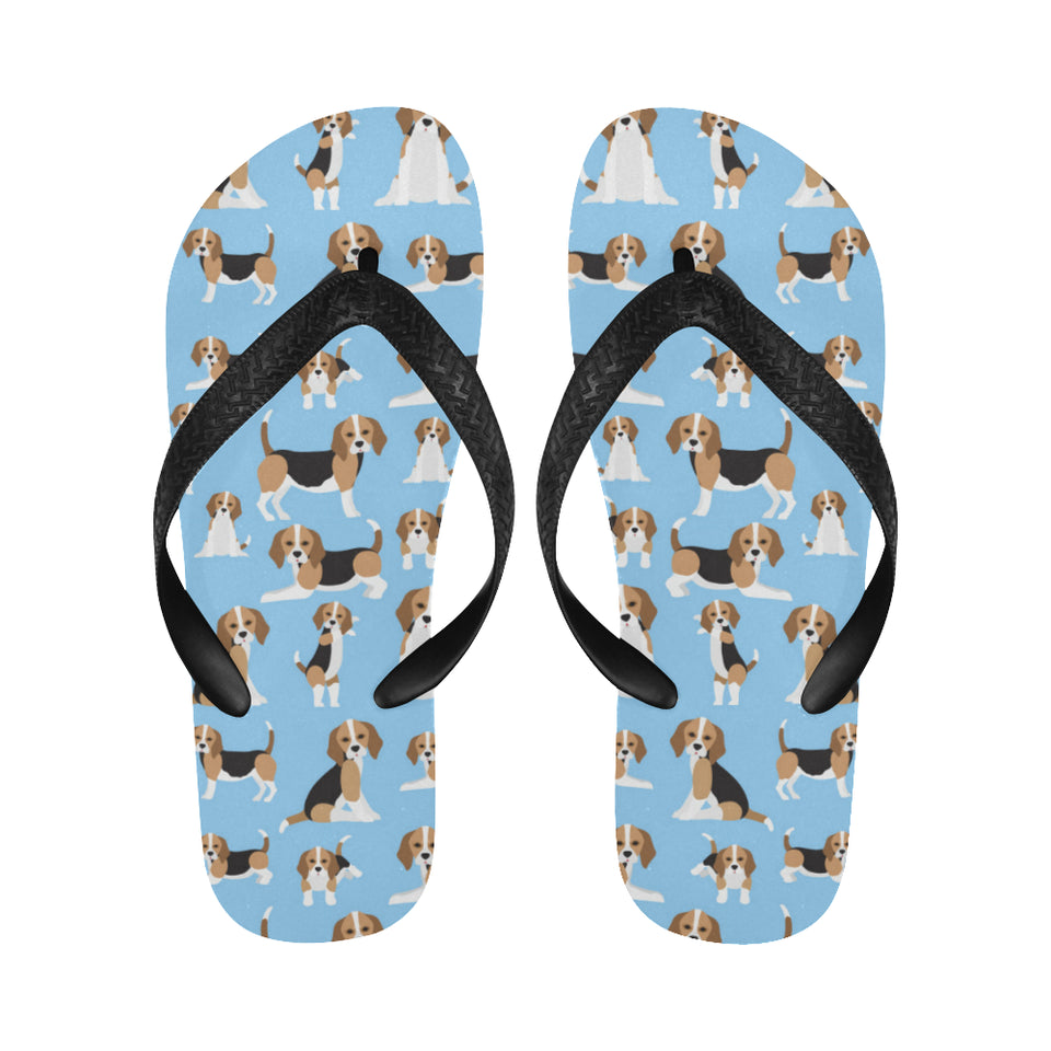 Beagle dog blue background pattern Unisex Flip Flops