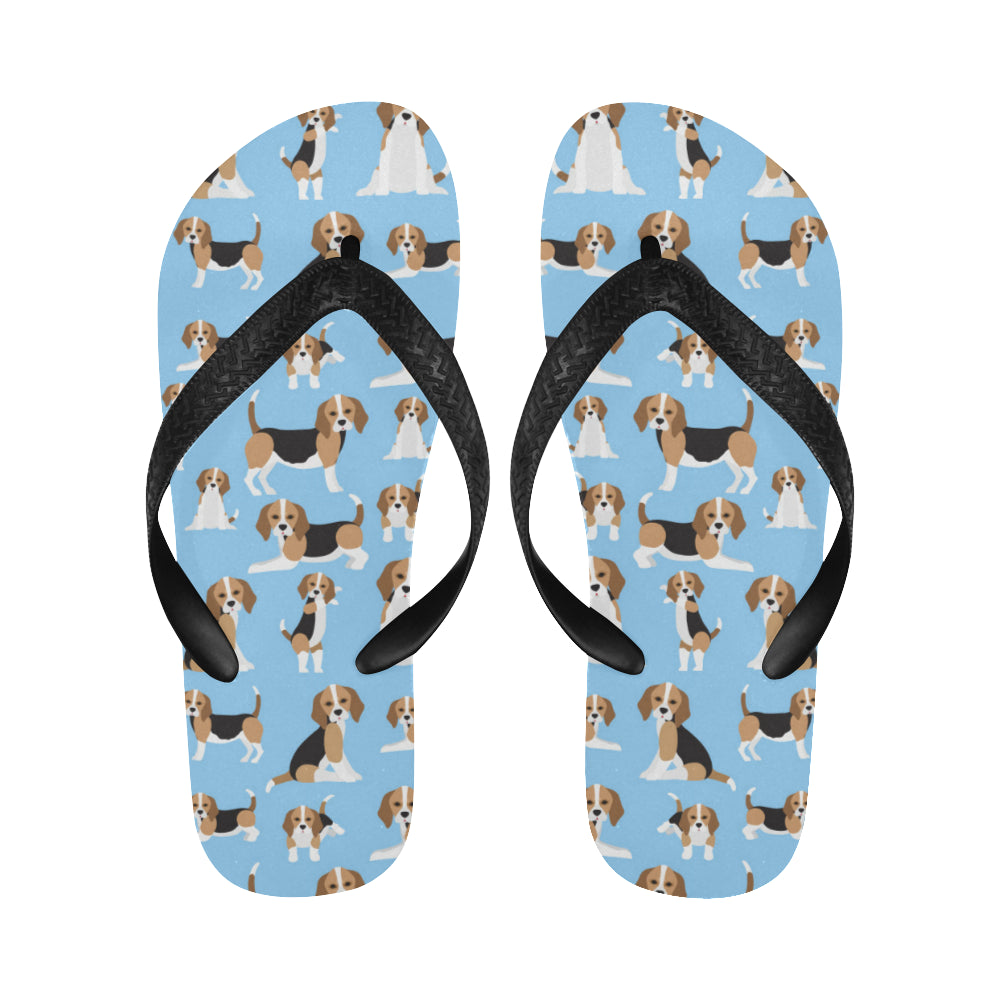 Beagle dog blue background pattern Unisex Flip Flops