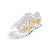 hand drawn orange fruit pattern Men's Low Top Canvas Shoes White