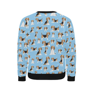 Beagle dog blue background pattern Men's Crew Neck Sweatshirt