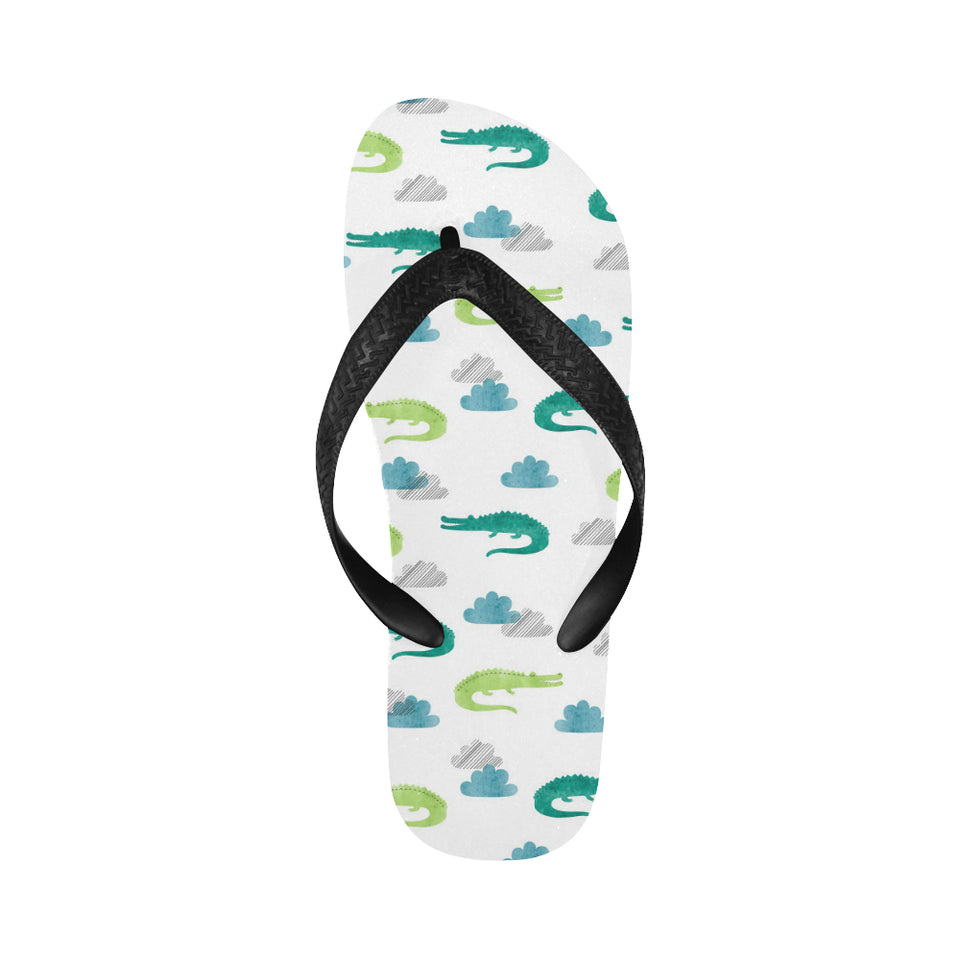 watercolor crocodile pattern Unisex Flip Flops