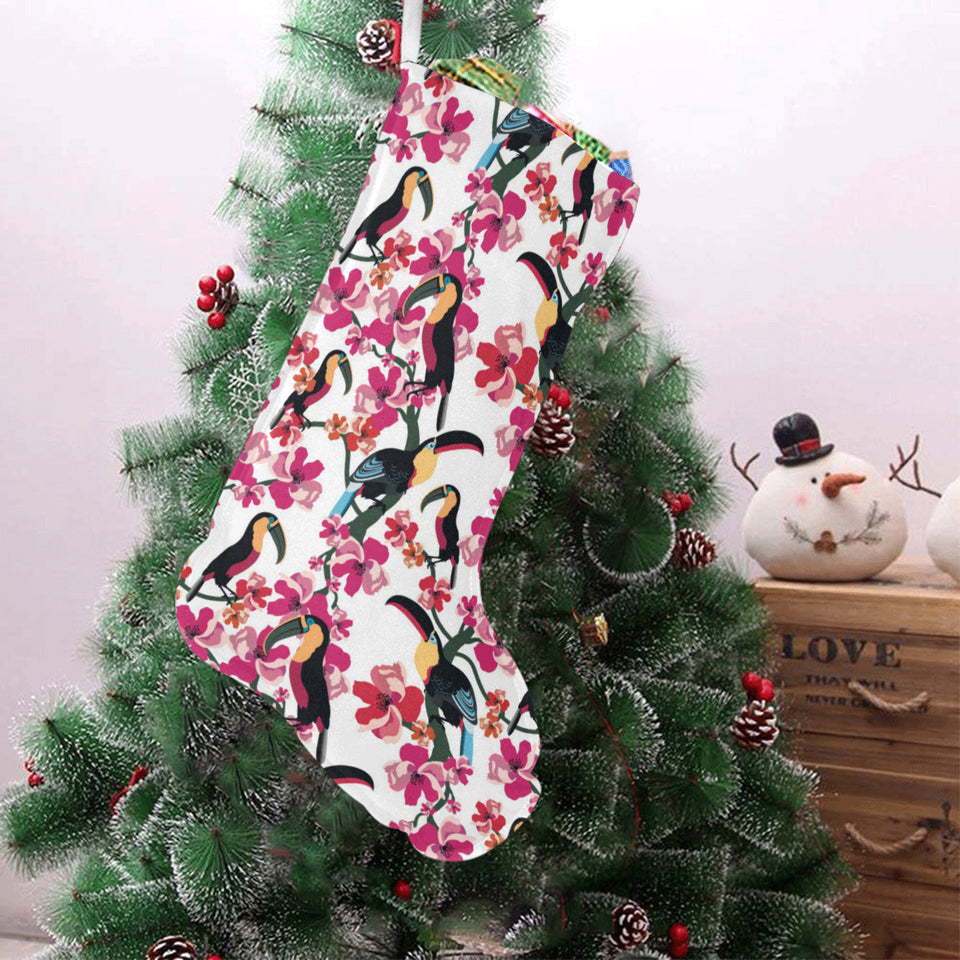 Toucan flower design pattern Christmas Stocking