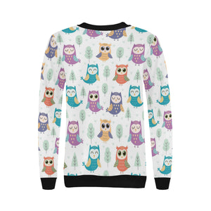 Cute owl pattern Women's Crew Neck Sweatshirt