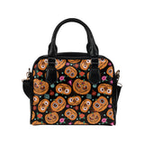 Pumpkin flowers spiderweb Halloween theme Shoulder Handbag