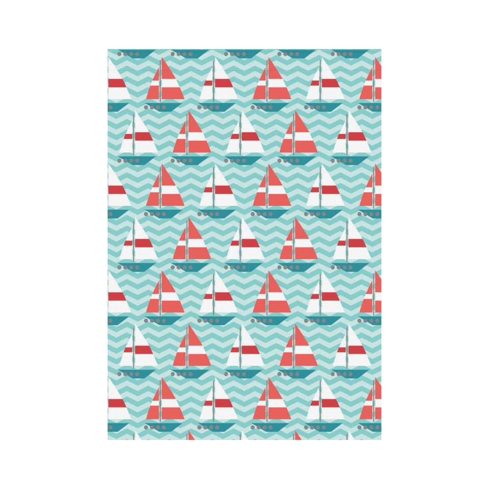 Red White sailboat wave background House Flag Garden Flag