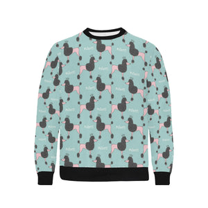 poodle dog green background Men's Crew Neck Sweatshirt