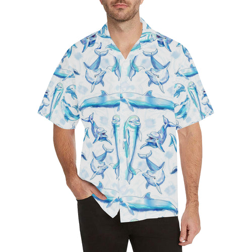 Watercolor dolphin pattern Men's All Over Print Hawaiian Shirt