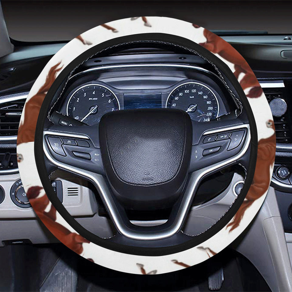 Horses running pattern background Car Steering Wheel Cover