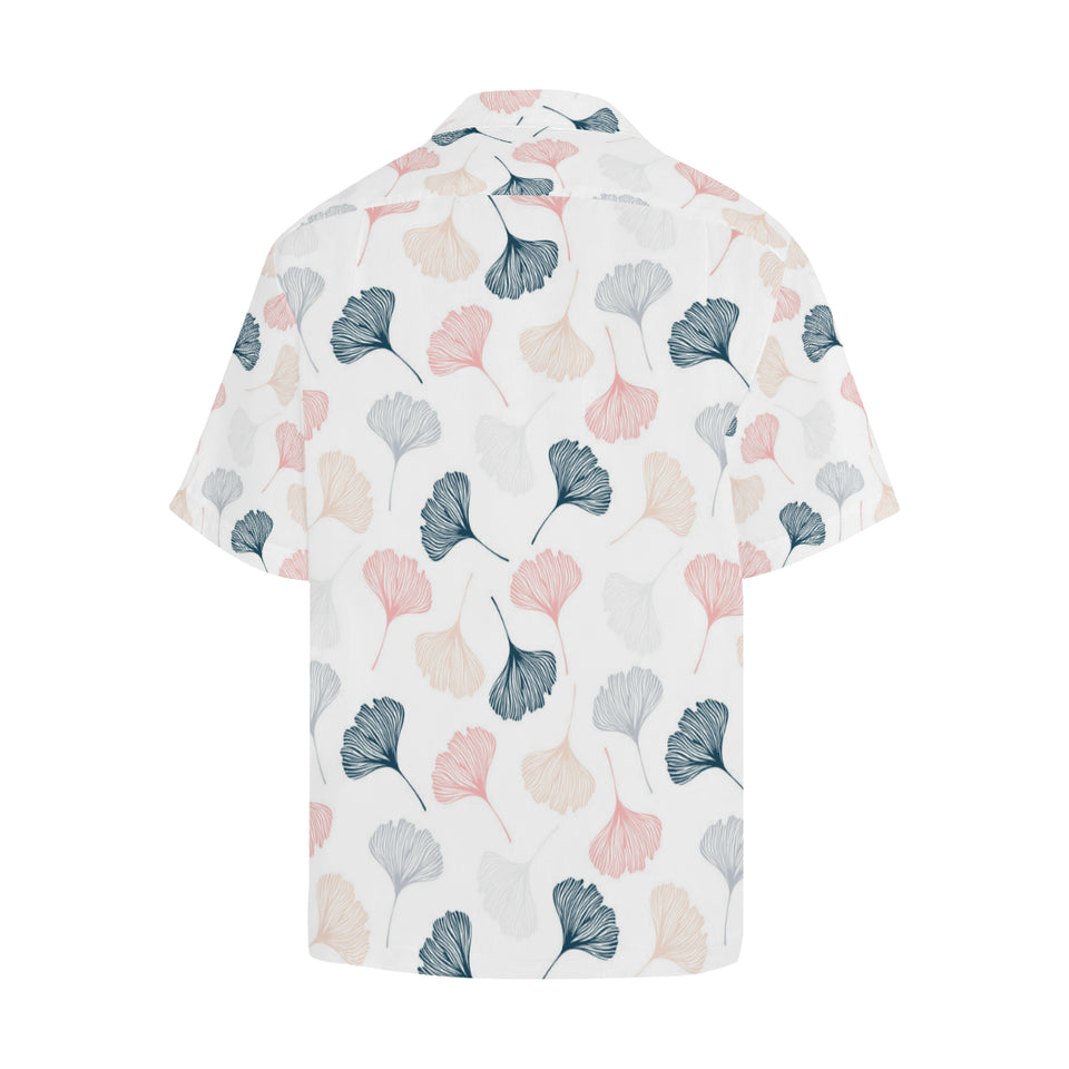 Black Gray Cream coral ginkgo leaves pattern Men's All Over Print Hawaiian Shirt