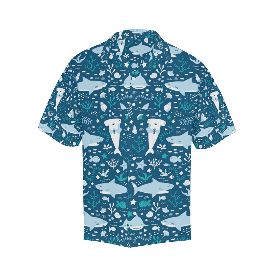 Cute shark pattern Men's All Over Print Hawaiian Shirt