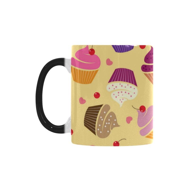 cake cupcake heart cherry pattern Morphing Mug Heat Changing Mug