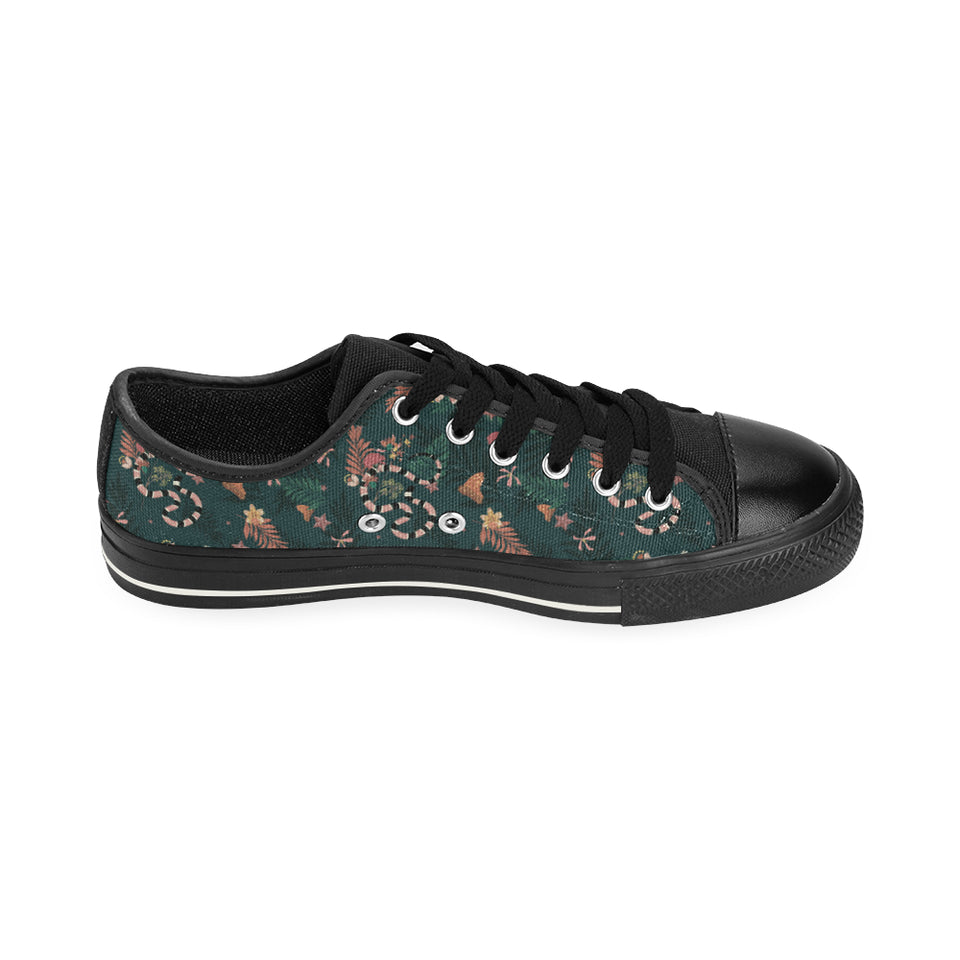 Snake forest pattern Men's Low Top Canvas Shoes Black