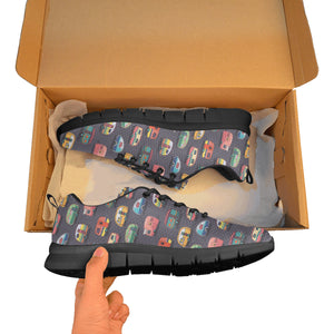 Camper Van Pattern Print Design 02 Men's Breathable Sneakers ( Model 055)