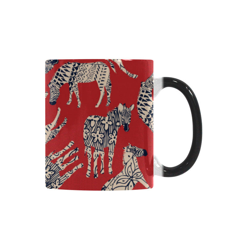 Zebra abstract red background Morphing Mug Heat Changing Mug