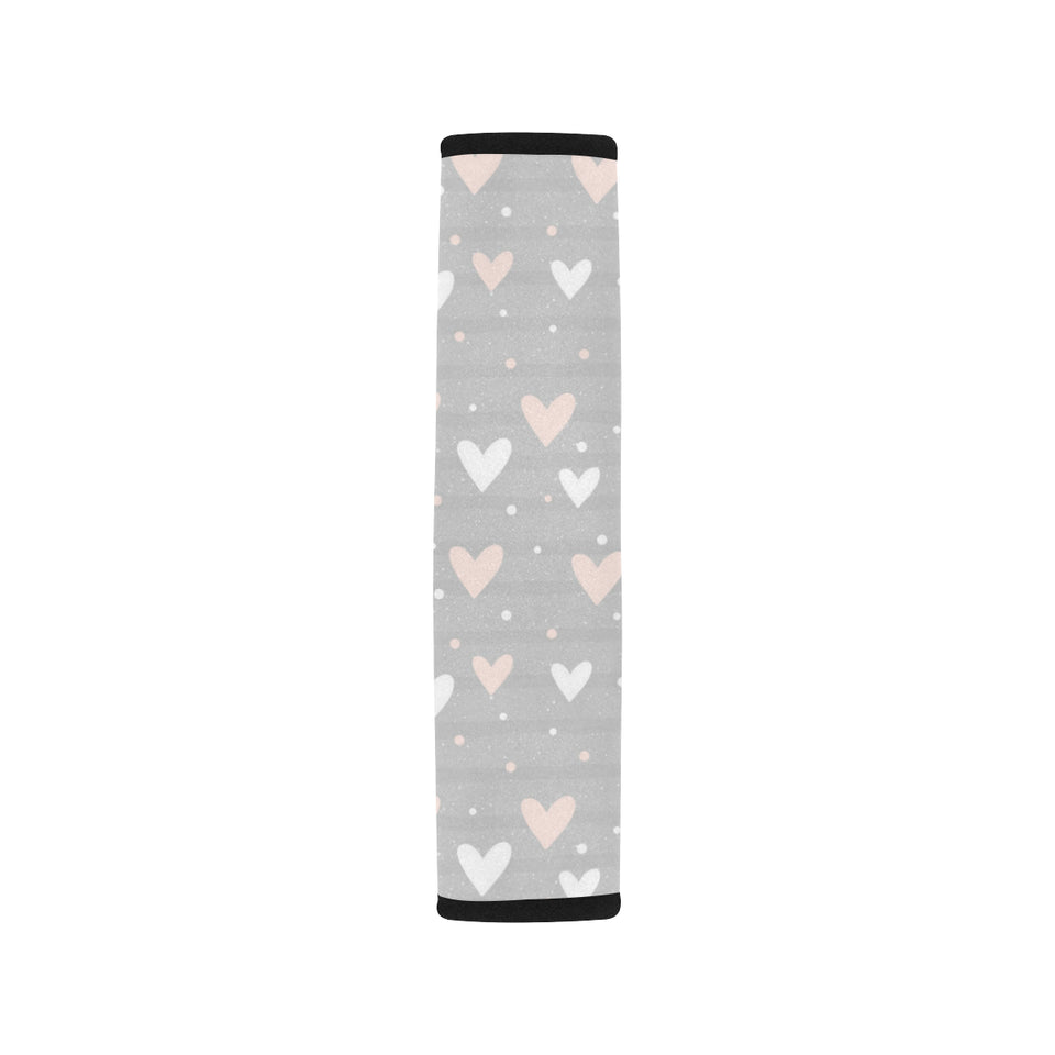 Heart pattern gray background Car Seat Belt Cover