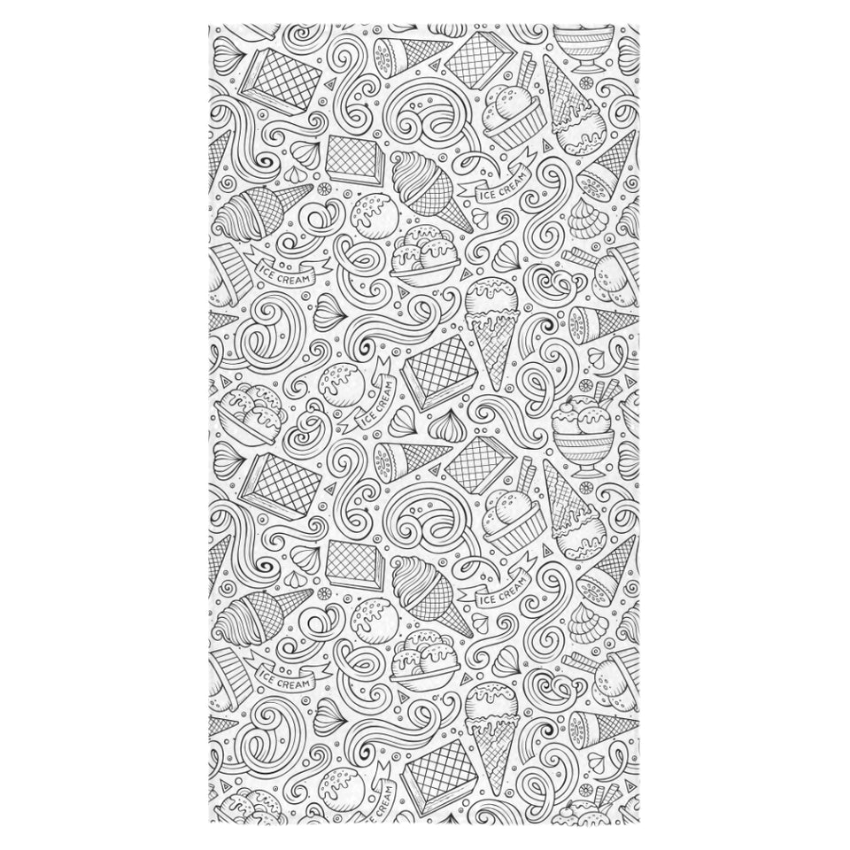 Cartoon hand drawn ice cream black white Bath Towel