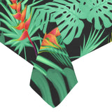 heliconia flower palm monstera leaves black backgr Tablecloth