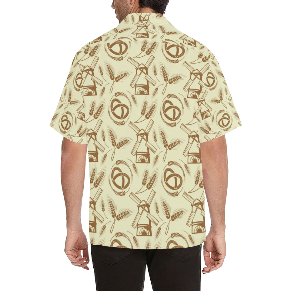 Windmill Wheat pattern Men's All Over Print Hawaiian Shirt