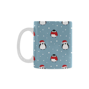 Cute penguin christmas snow pattern Classical White Mug (Fulfilled In US)