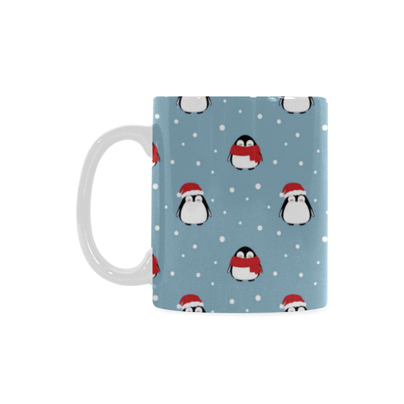 Cute penguin christmas snow pattern Classical White Mug (Fulfilled In US)