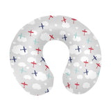 Airplane cloud grey background U-Shaped Travel Neck Pillow