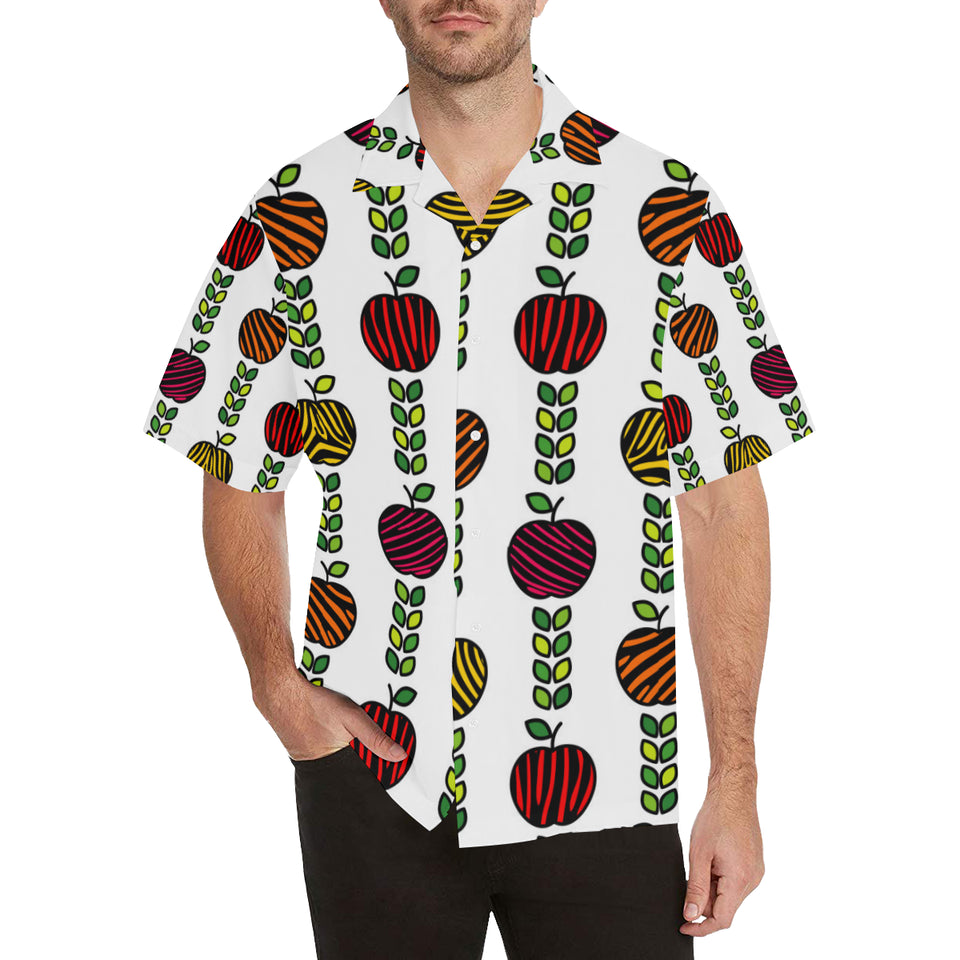 colorful apples leave zebra stripe Men's All Over Print Hawaiian Shirt